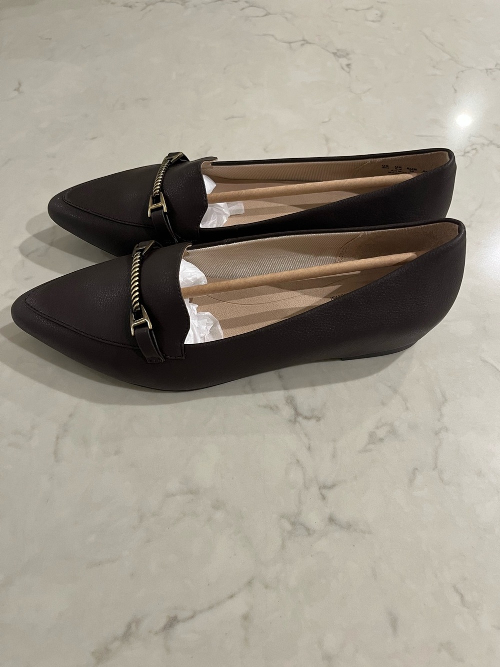 LifeStride Pointed Toe Slip-On Women's Loafers in Dark Brown NIB Size 9W